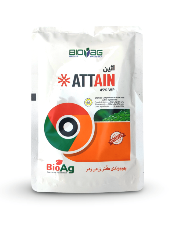 ATTAIN 45% wp (  Pyraclostrobin 80gm/kg + tebuconazole 370gm/kg) 100 GM